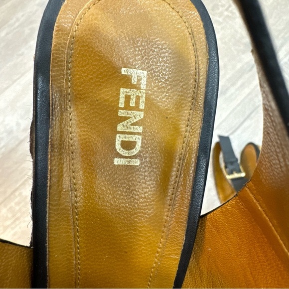 Authentic Fendi Leather Pequin Slingback Espadrille Wedges Size 39 - Picture 6 of 10